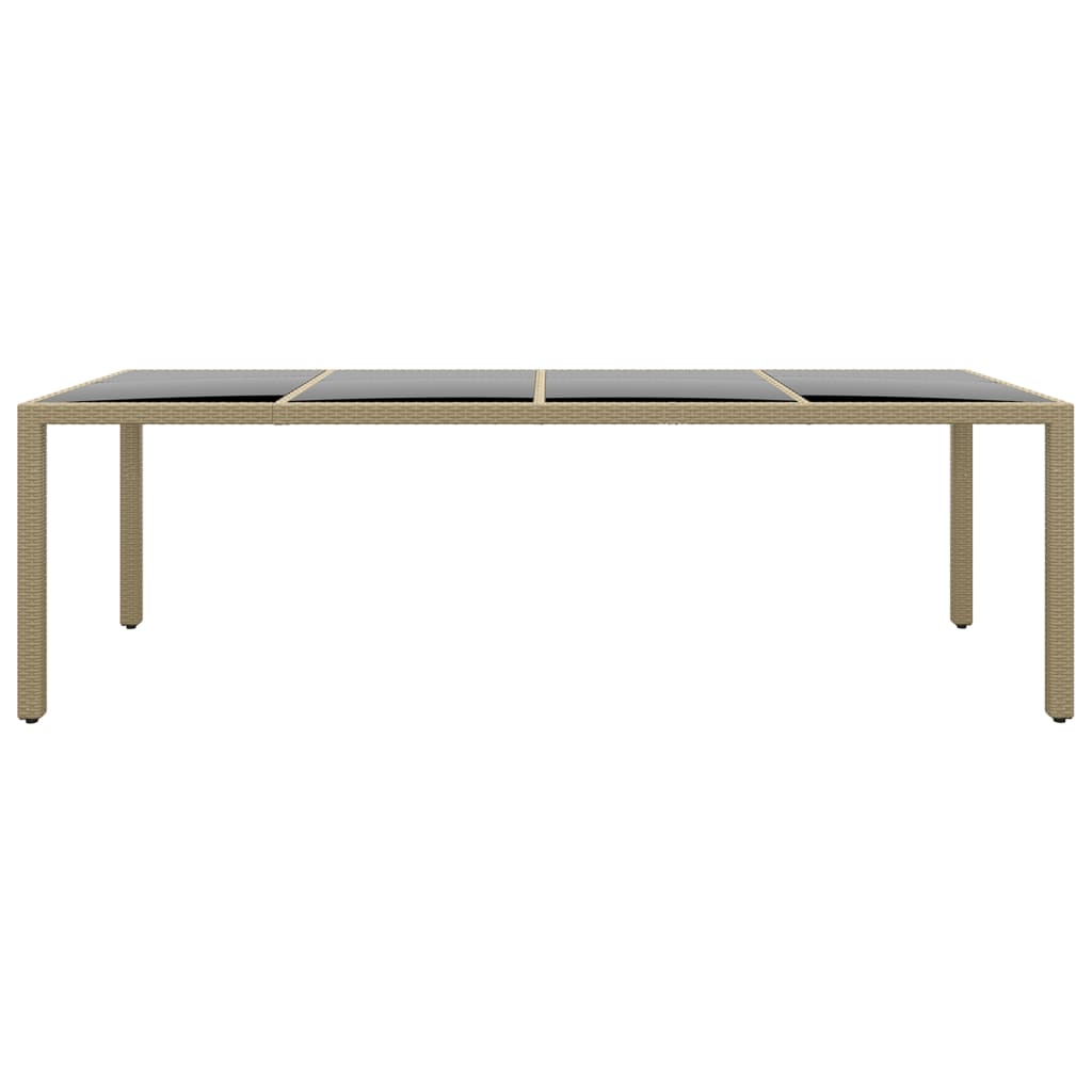 Gartentisch mit Glasplatte Beige Poly Rattan