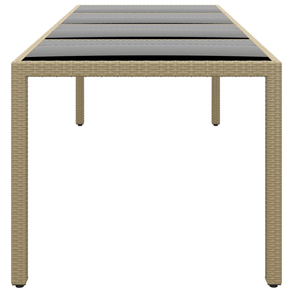 Gartentisch mit Glasplatte Beige Poly Rattan