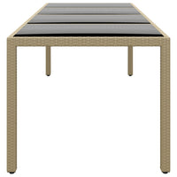 Thumbnail for Gartentisch mit Glasplatte Beige Poly Rattan