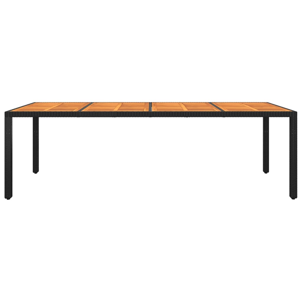 Gartentisch 250x100x75 cm Akazienholz und Poly Rattan Schwarz