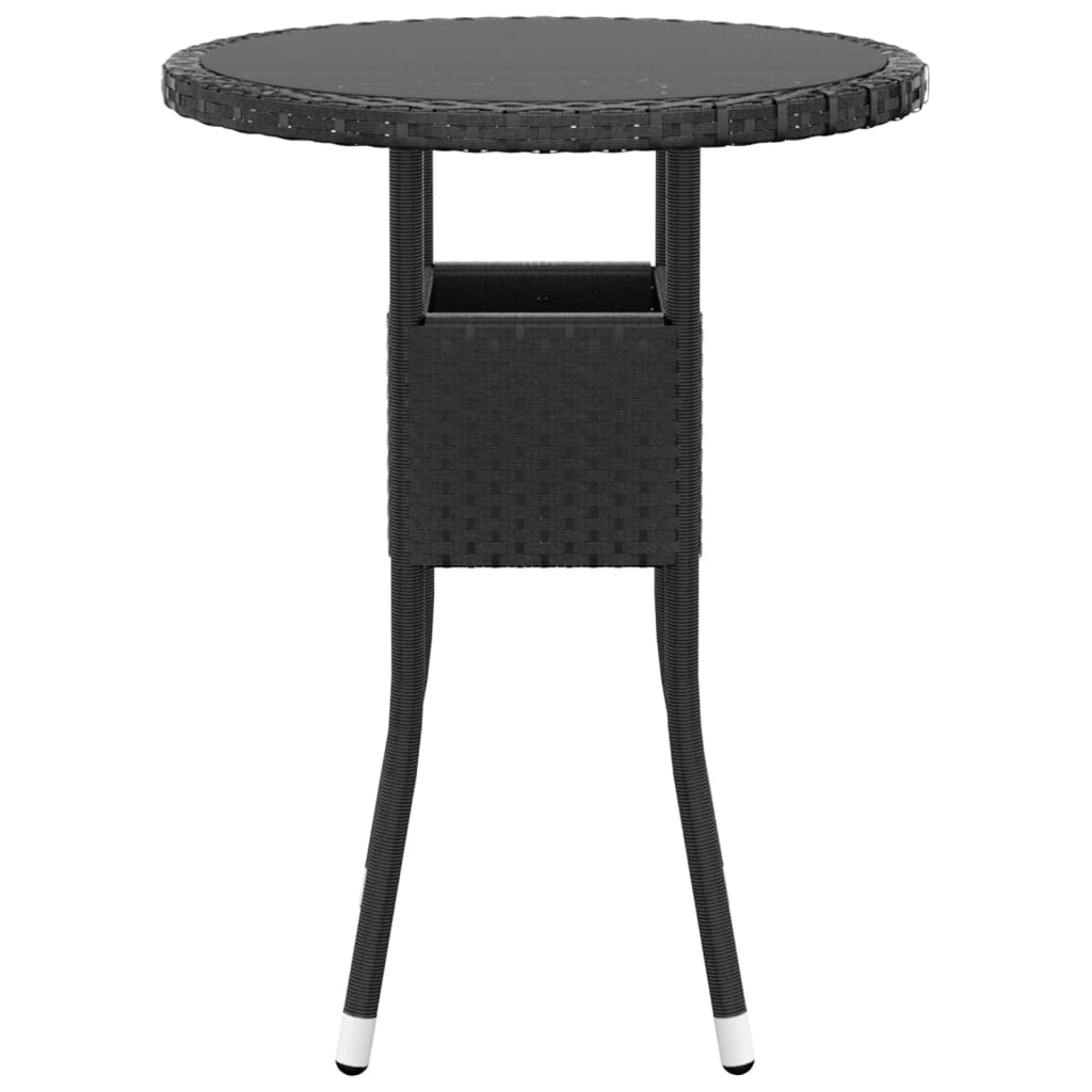 Gartentisch Ø60x75 cm Hartglas und Poly Rattan Schwarz