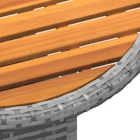 Thumbnail for Gartentisch Ø60x75 cm Akazienholz und Poly Rattan Grau