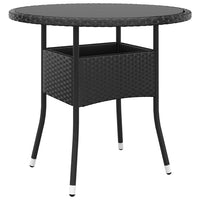 Thumbnail for Gartentisch Ø80x75 cm Hartglas und Poly Rattan Schwarz