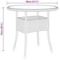 Thumbnail for Gartentisch Ø80x75 cm Hartglas und Poly Rattan Schwarz