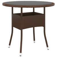 Thumbnail for Gartentisch Ø80x75 cm Hartglas und Poly Rattan Braun