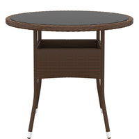 Thumbnail for Gartentisch Ø80x75 cm Hartglas und Poly Rattan Braun