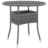 Thumbnail for Gartentisch Ø80x75 cm Hartglas und Poly Rattan Grau