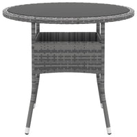 Thumbnail for Gartentisch Ø80x75 cm Hartglas und Poly Rattan Grau