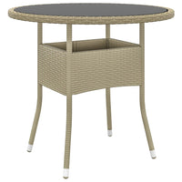 Thumbnail for Gartentisch Ø80x75 cm Hartglas und Poly Rattan Beige