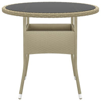 Thumbnail for Gartentisch Ø80x75 cm Hartglas und Poly Rattan Beige