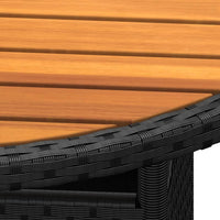 Thumbnail for Gartentisch Ø80x75 cm Akazienholz und Poly Rattan Schwarz