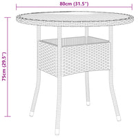 Thumbnail for Gartentisch Ø80x75 cm Akazienholz und Poly Rattan Schwarz