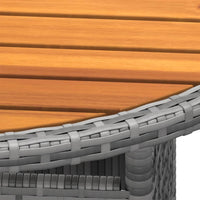 Thumbnail for Gartentisch Ø80x75 cm Akazienholz und Poly Rattan Grau