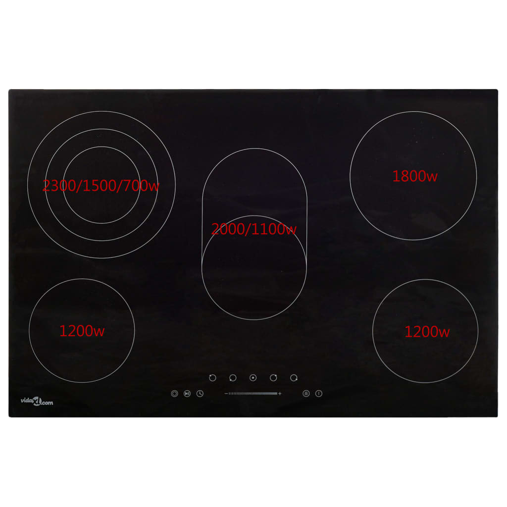 Glaskeramik-Kochfeld mit 5 Platten Touch Control 90cm cm 8500 W