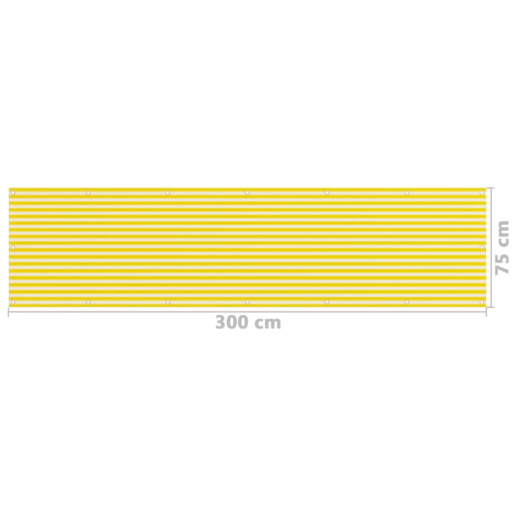 Balkon-Sichtschutz Gelb und Weiß 75x300 cm HDPE