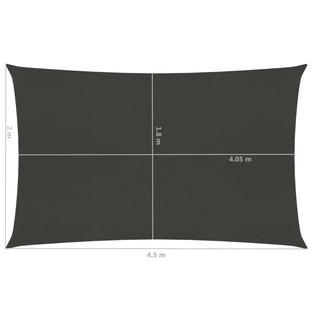 Sonnensegel 160 g/m² Anthrazit 2x4,5 m HDPE