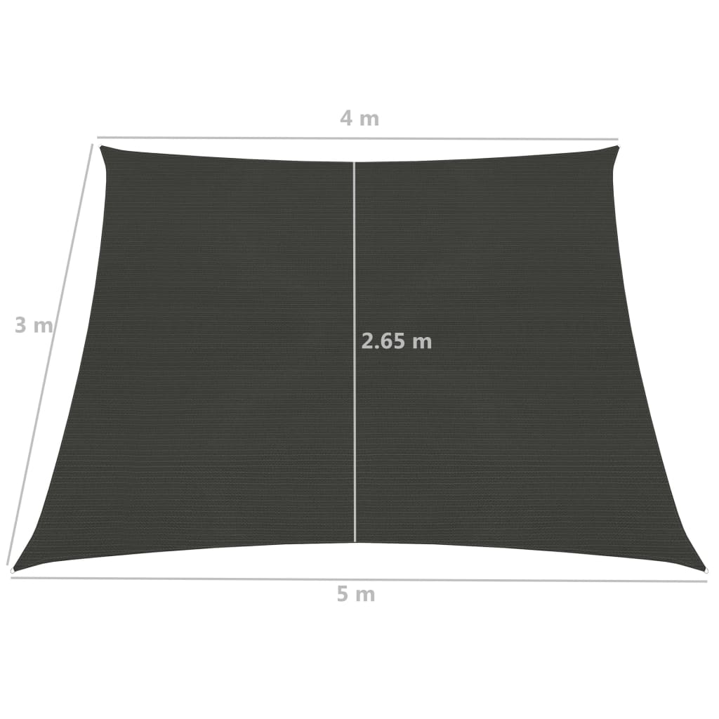 311105 vidaXL Sunshade Sail 160 g/m² Anthracite 4/5x3 m HDPE