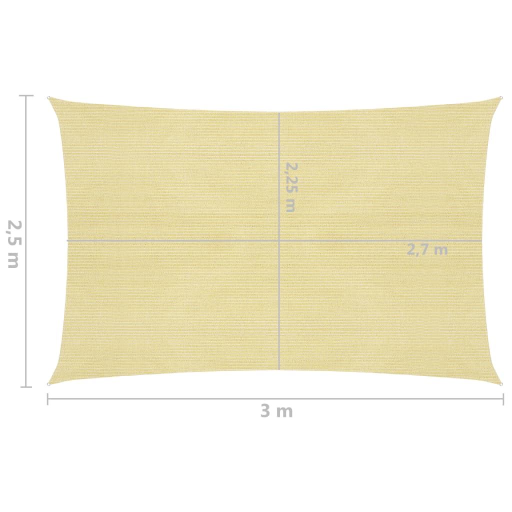 Sonnensegel 160 g/m² Beige 2,5x3 m HDPE