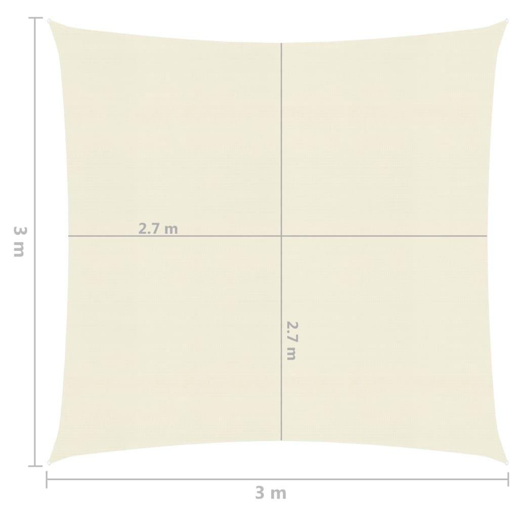 Sonnensegel 160 g/m² Creme 3x3 m HDPE