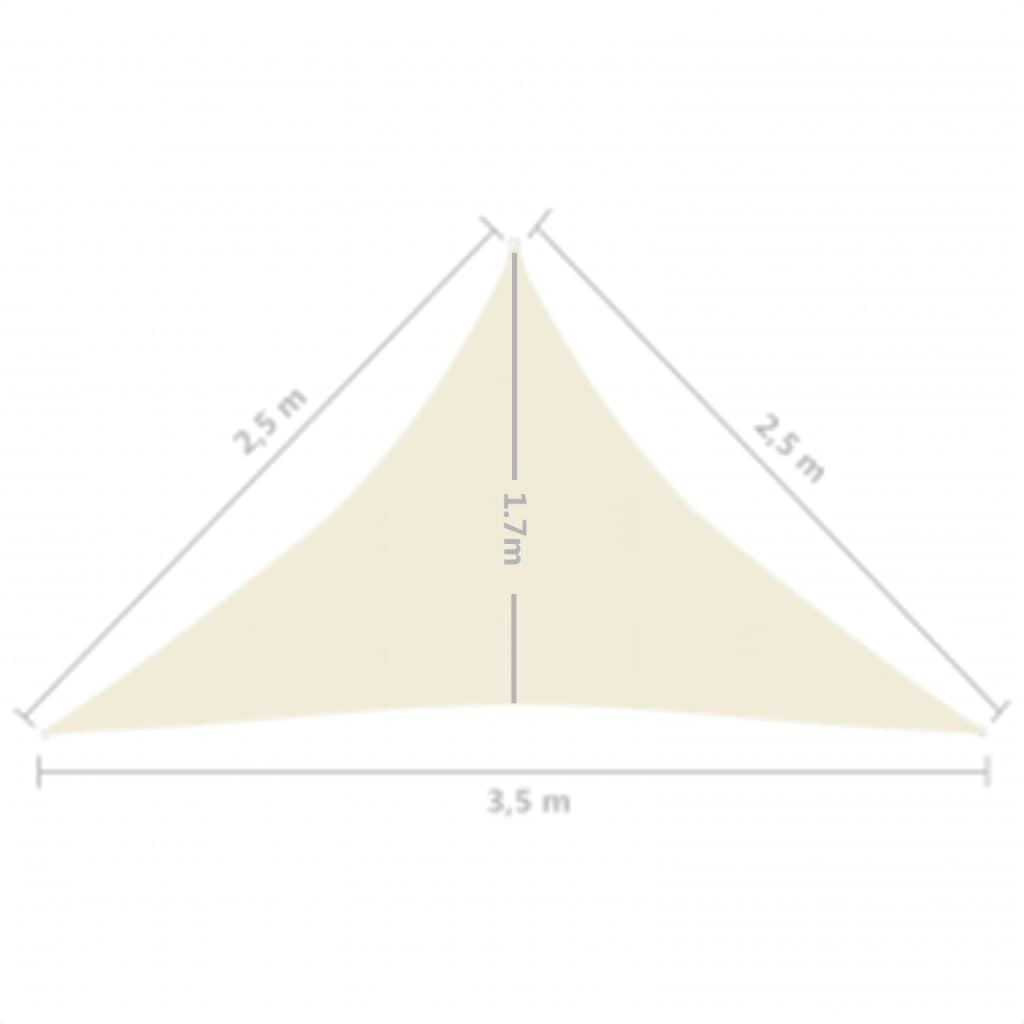 Sonnensegel 160 g/m² Cremeweiß 2,5x2,5x3,5 m HDPE