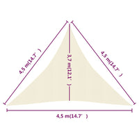Thumbnail for Sonnensegel 160 g/m² Creme 4,5x4,5x4,5 m HDPE