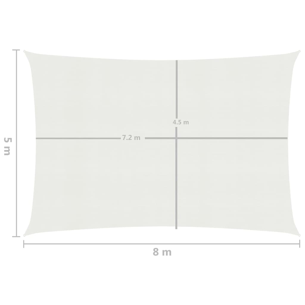 Sonnensegel 160 g/m² Weiß 5x8 m HDPE