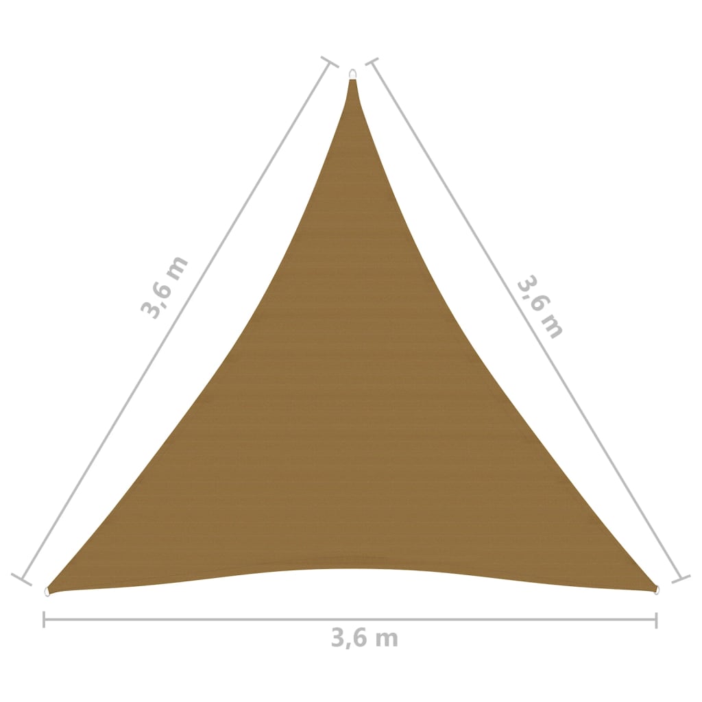 Sonnensegel 160 g/m² Taupe 3,6x3,6x3,6 m HDPE