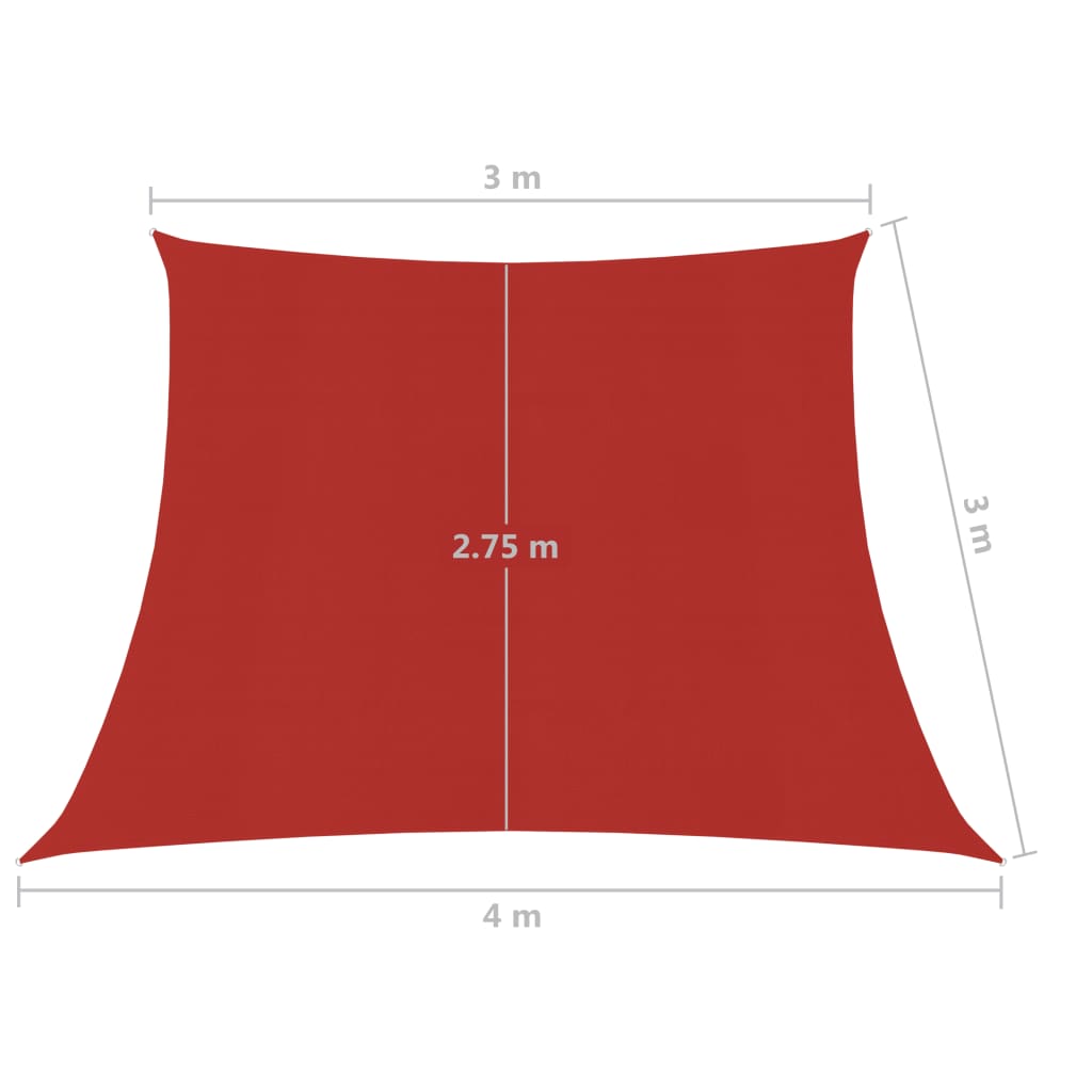 Sonnensegel 160 g/m² Rot 3/4x3 m HDPE
