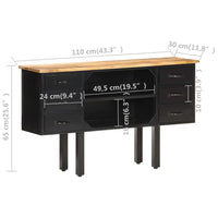 Thumbnail for Sideboard 110x30x65 cm Raues Mango-Massivholz und Stahl