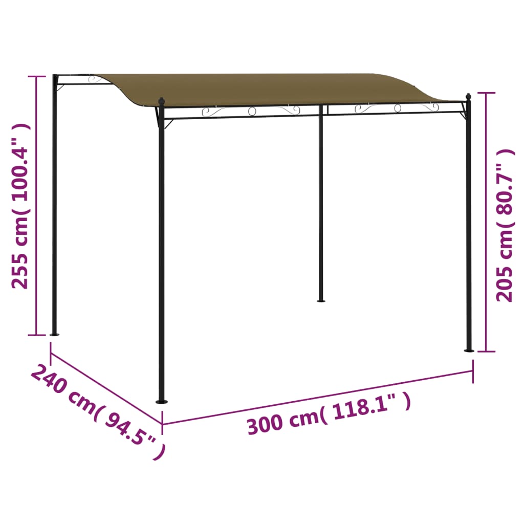 Pavillon 3x2,5 m Taupe 180 g/m²