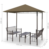Thumbnail for Gartenpavillon mit Tisch und Bänken 2,5x1,5x2,4 m Taupe 180 g/m²