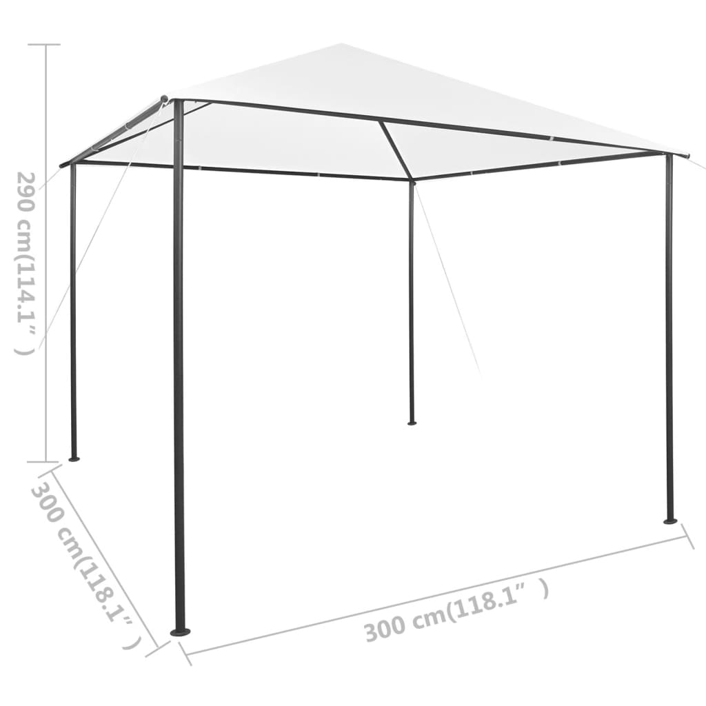 Pavillon 3x3x2,9 m Weiß 180 g/m²