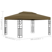 Thumbnail for Pavillon mit Doppeldach 3x4 m Taupe 180 g/m²