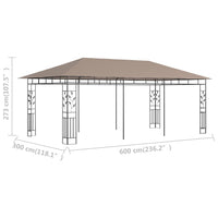 Thumbnail for Pavillon mit Moskitonetz 6x3x2,73 m Taupe 180 g/m²