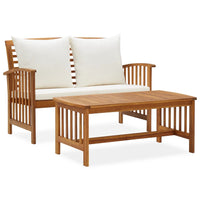 Thumbnail for 2-tlg. Garten-Lounge-Set mit Kissen Massivholz Akazie