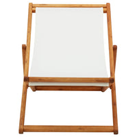 Thumbnail for Klappbarer Strandstuhl Eukalyptusholz und Stoff Cremeweiß