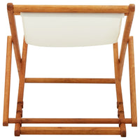 Thumbnail for Klappbarer Strandstuhl Eukalyptusholz und Stoff Cremeweiß