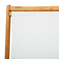 Thumbnail for Klappbarer Strandstuhl Eukalyptusholz und Stoff Cremeweiß