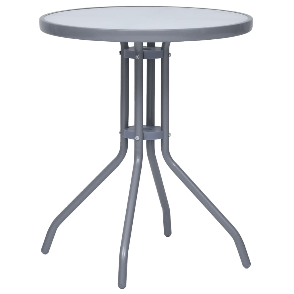 Gartentisch Hellgrau 60 cm Stahl und Glas