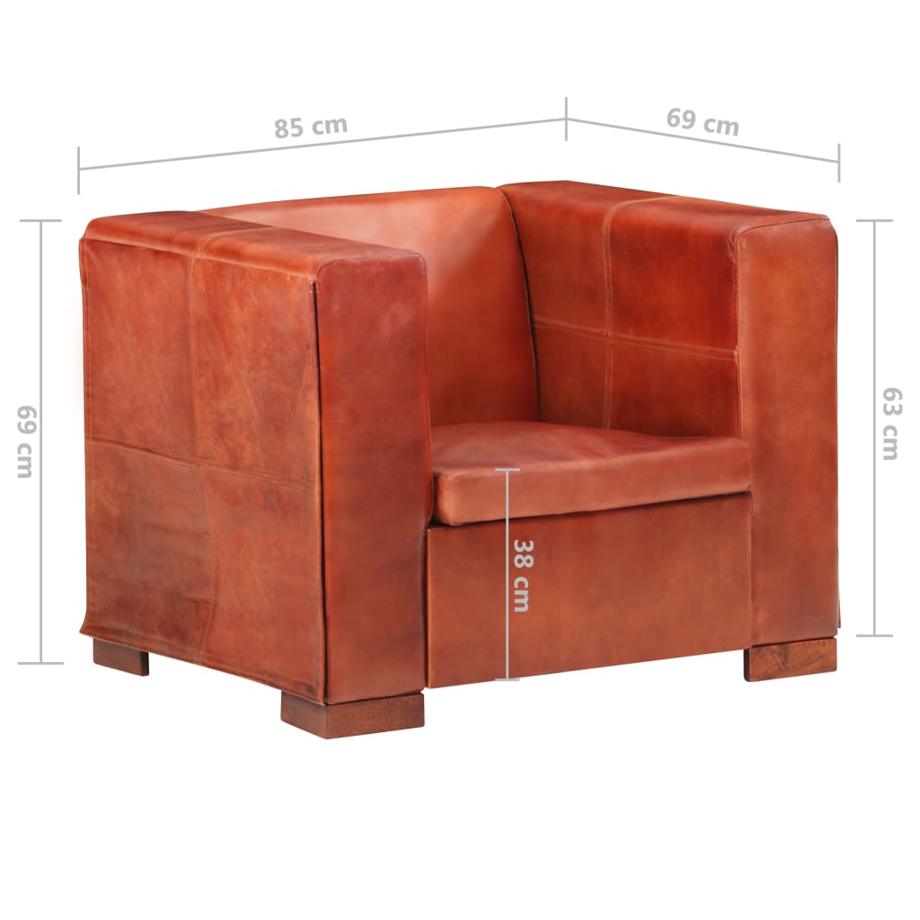 Sessel Dunkelbraun Echtleder