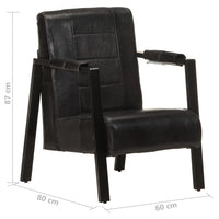 Thumbnail for Sessel 60x80x87 cm Schwarz Echtes Ziegenleder