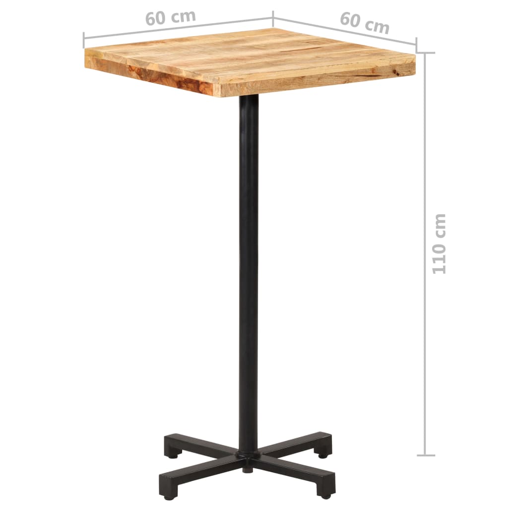 Bartisch Quadratisch 60x60x110 cm Raues Mangoholz
