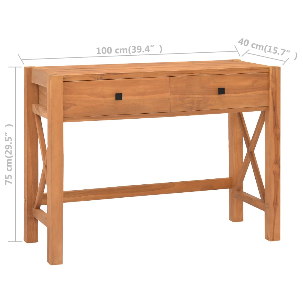 Schreibtisch mit 2 Schubladen 100x40x75 cm Recyceltes Teak