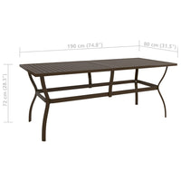 Thumbnail for Gartentisch Braun 190x80x72 cm Stahl