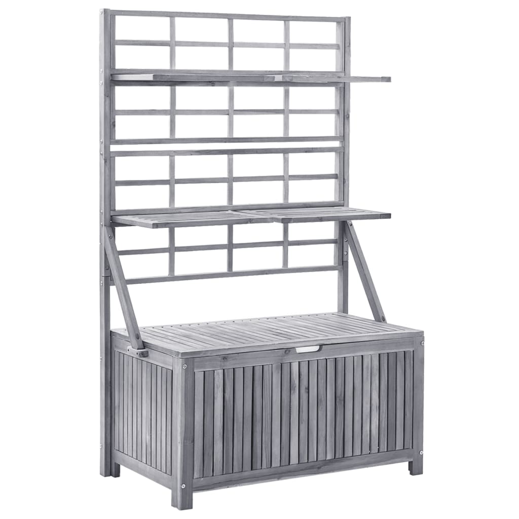 Aufbewahrungsbox mit Spalier Grau 99x55x160cm Massivholz Akazie
