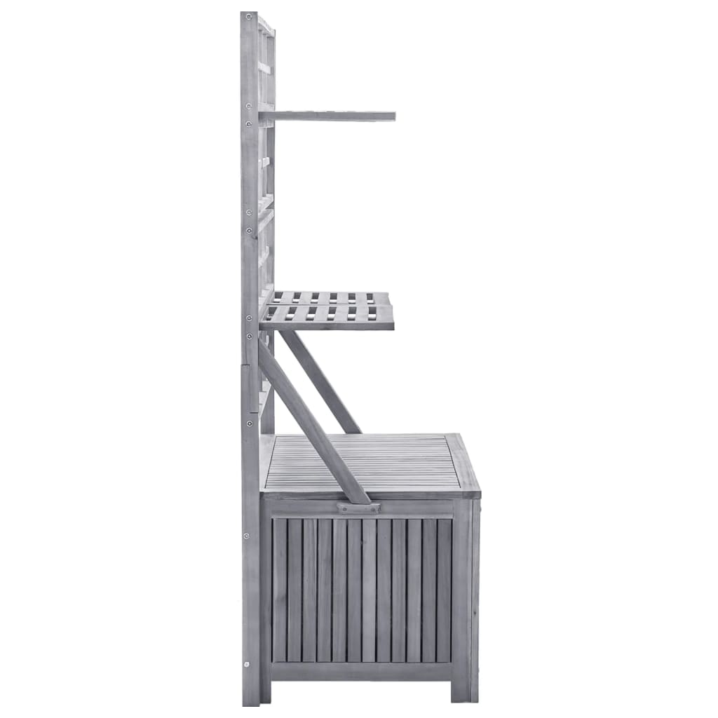 Aufbewahrungsbox mit Spalier Grau 99x55x160cm Massivholz Akazie