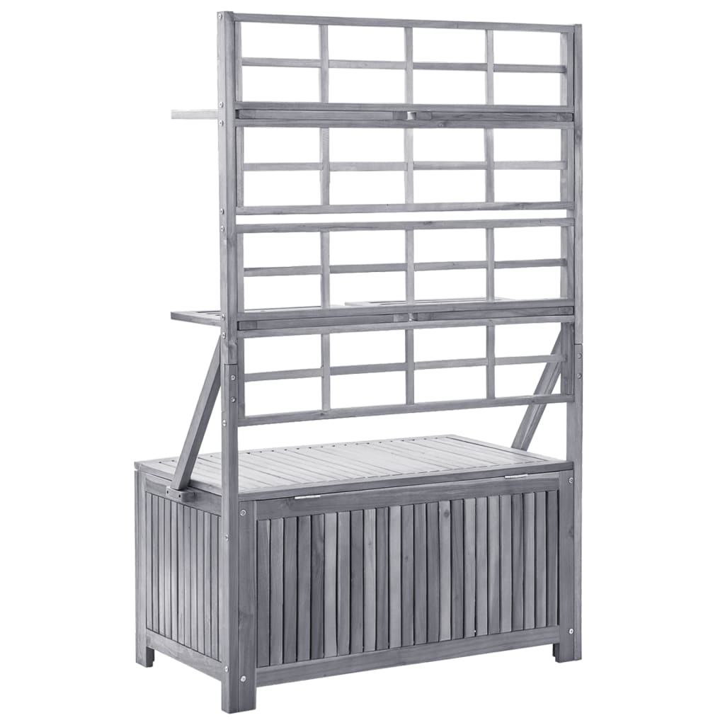 Aufbewahrungsbox mit Spalier Grau 99x55x160cm Massivholz Akazie