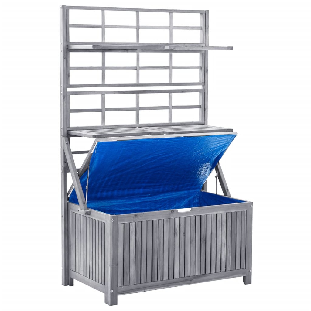 Aufbewahrungsbox mit Spalier Grau 99x55x160cm Massivholz Akazie