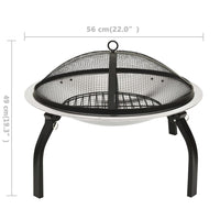 Thumbnail for 2in1 Feuerschale und Grill mit Schürhaken 56x56x49 cm Edelstahl