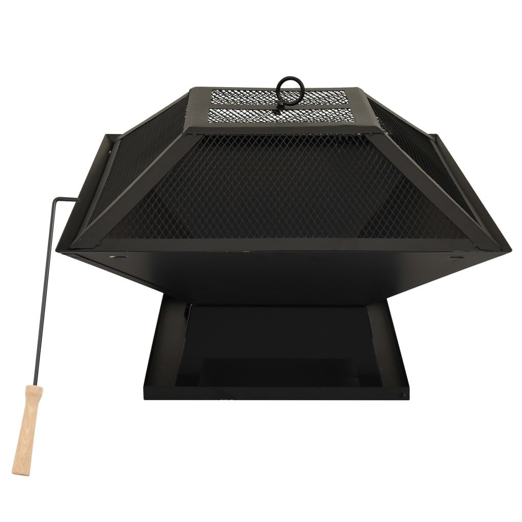 2in1 Feuerschale und Grill mit Schürhaken 46,5x46,5x37 cm Stahl